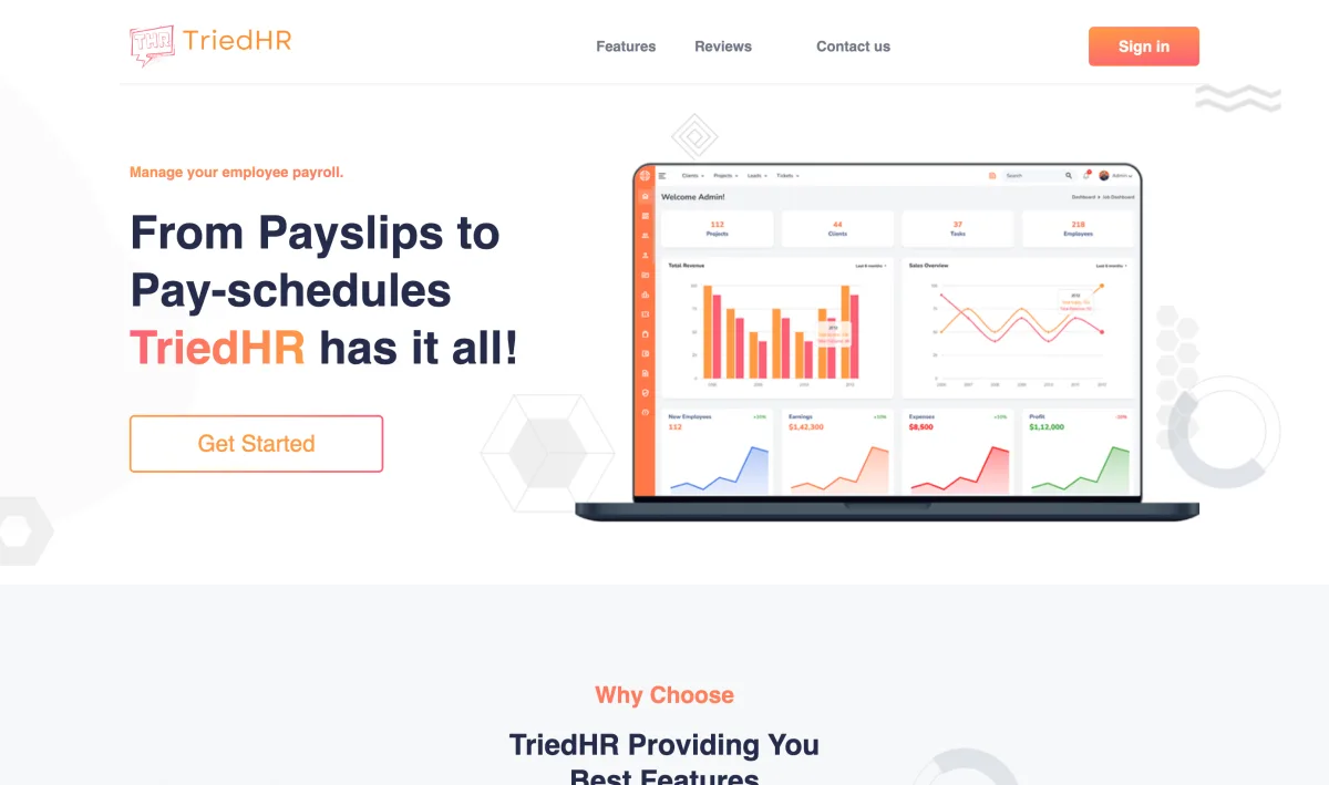 TriedHR payroll and human resources dashboard